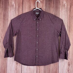 Ash & Erie Mens Large Standard Fit Long Sleeve Button Down Shirt Cotton Burgundy